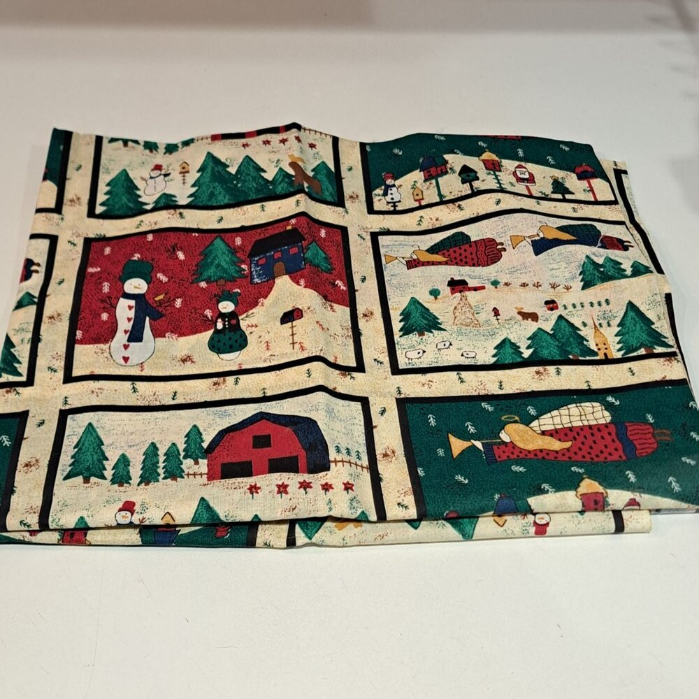Christmas design fabric springs industries snowmen angels trees houses